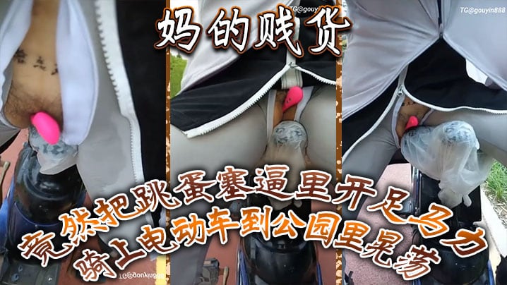 妈的贱货竟然把跳蛋塞逼里开足马力骑上电动车到公园.里晃荡一面走一面用车鞍磨那个骚逼